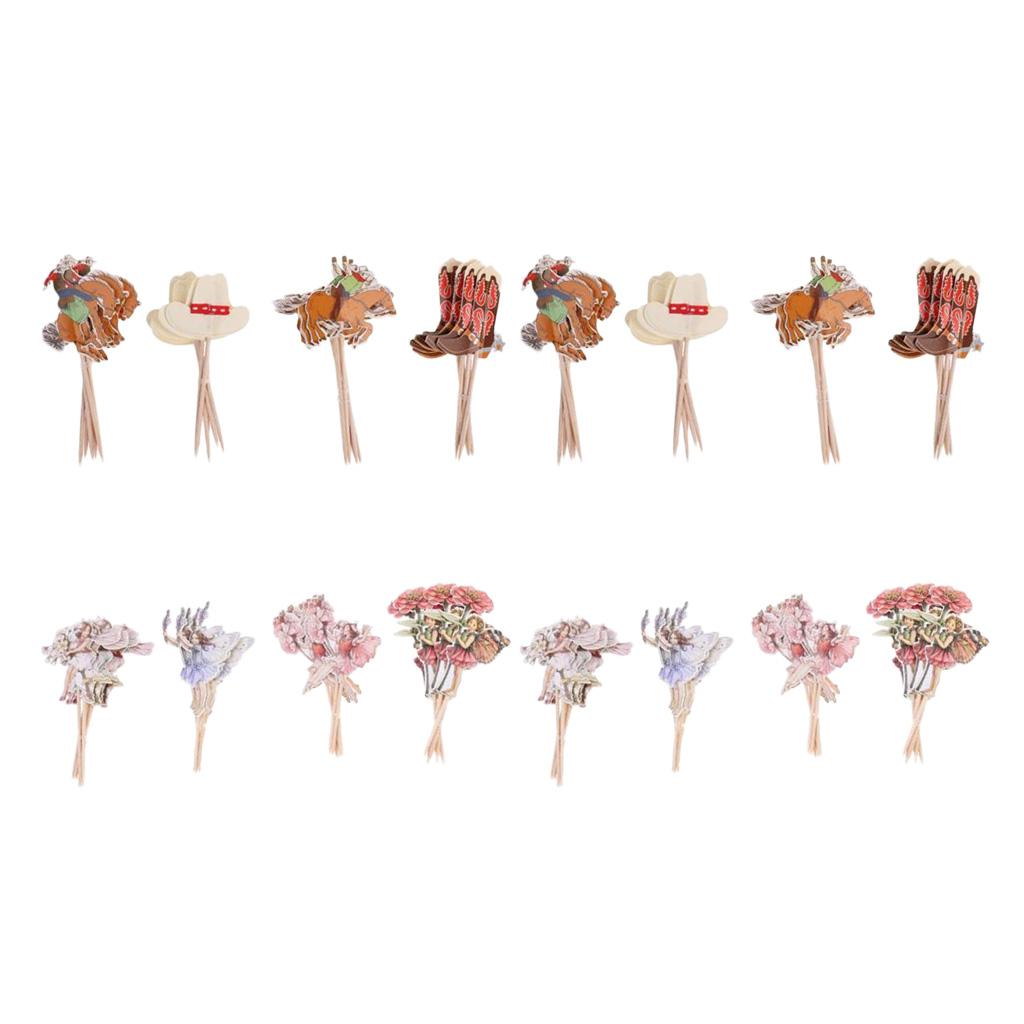 4 Set 96 Pieces Cupcake Toppers Cake Picks Birthday Party Decoration