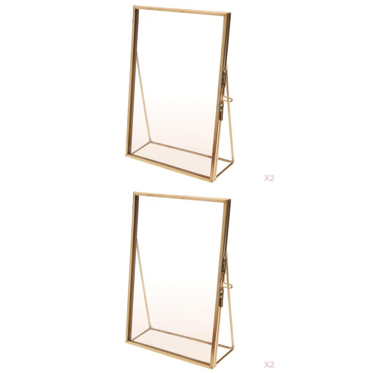 4 Piece Modern Wall Hanging Hexagon Glass Displaying Photo Frame Gold