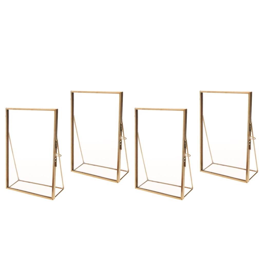4 Pieces Modern Wall Hanging Hexagon Glass Displaying Photo Frame Gold