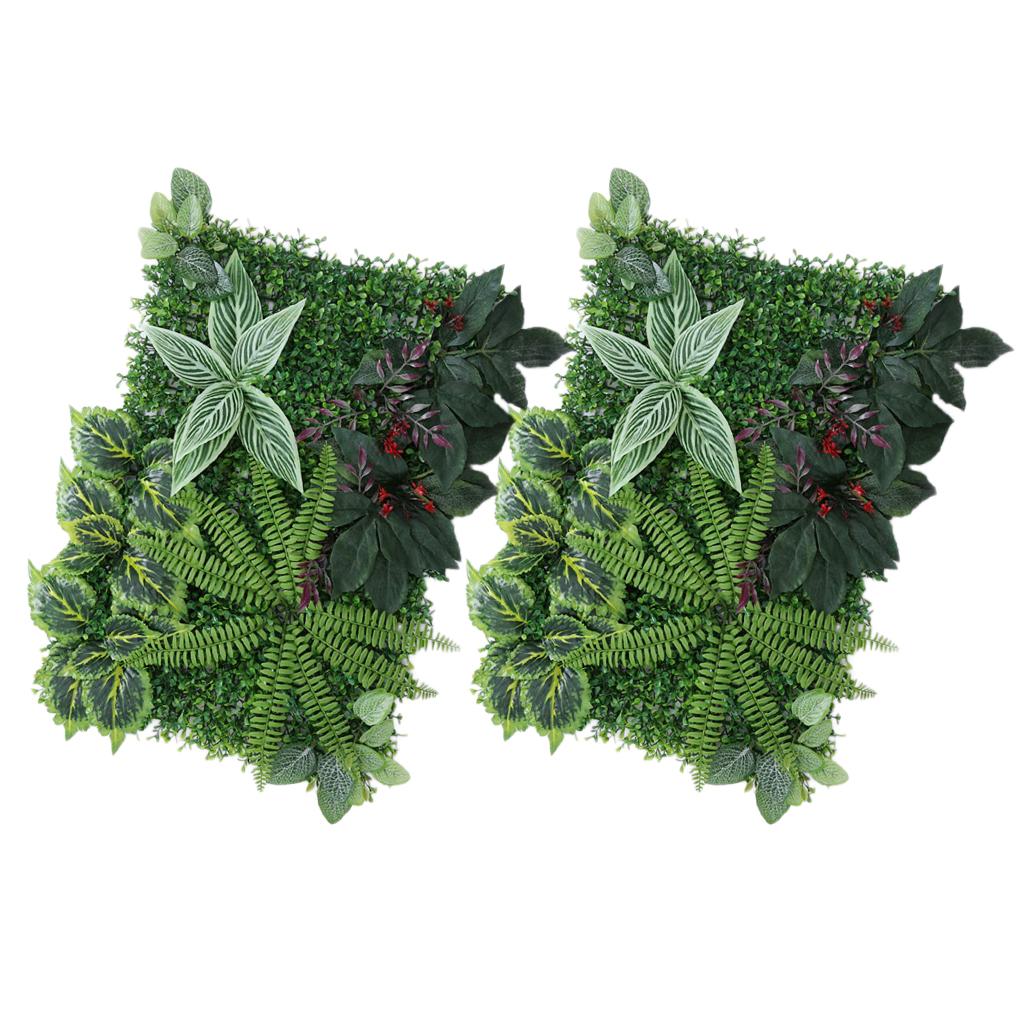 2 Pieces Artificial Plants Lawn Foliage Pillar Wedding Venue Wall Decor B