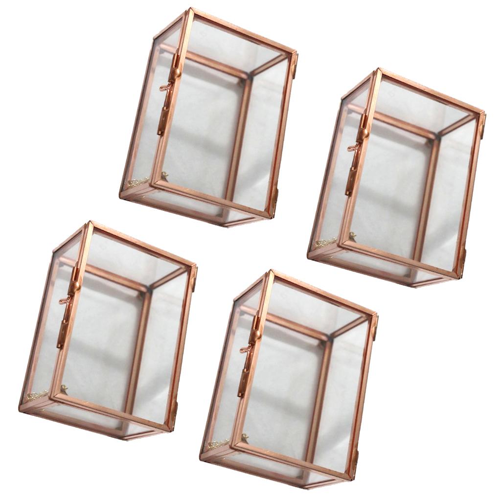 4 Pieces Glass Geometric Terrarium Succulent Air Plants Container Planter