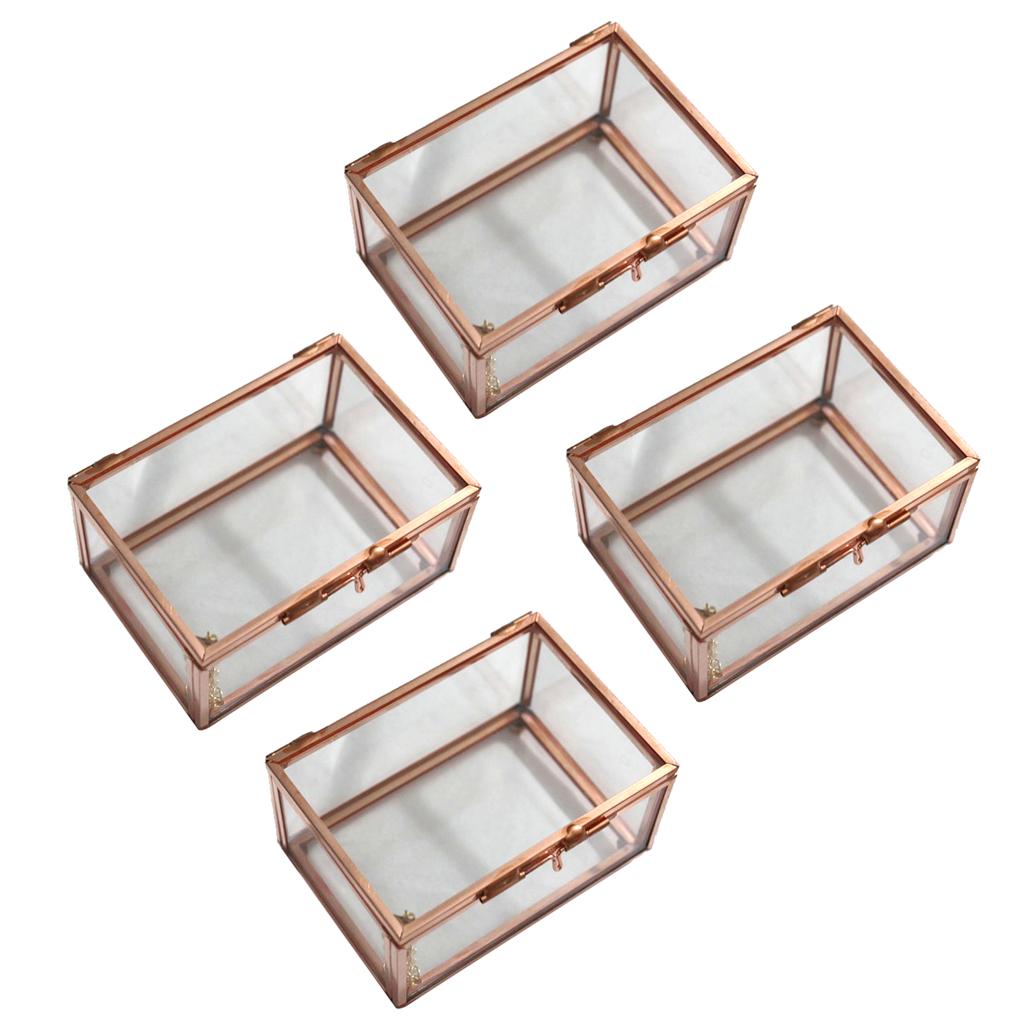 4 Pieces Glass Geometric Terrarium Succulent Air Plants Container Planter