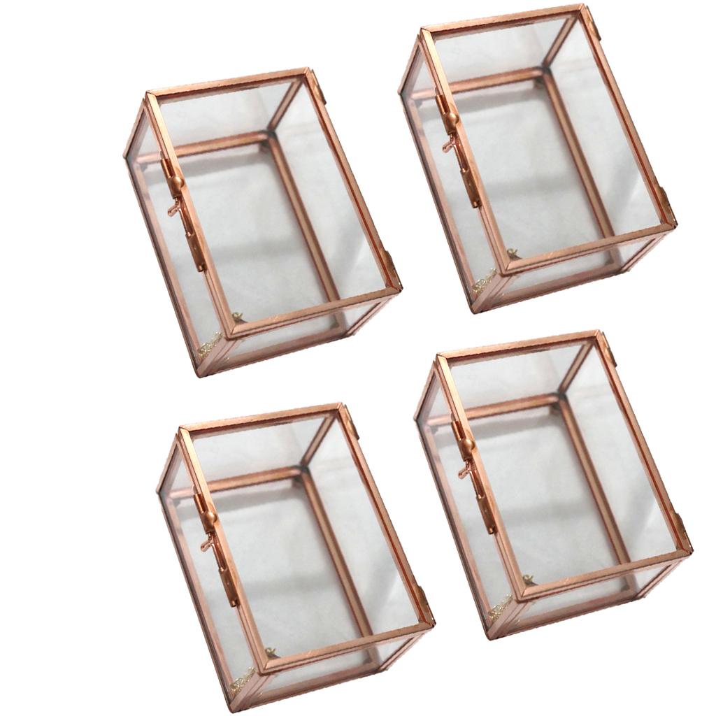 4 Pieces Glass Geometric Terrarium Succulent Air Plants Container Planter