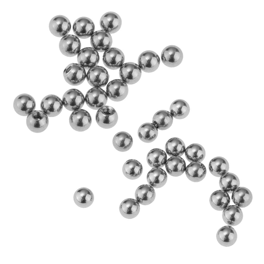 40 Piece Stainless Steel Piercing Jewelry 3mm 4mm Balls fit 16 Gauge Silver