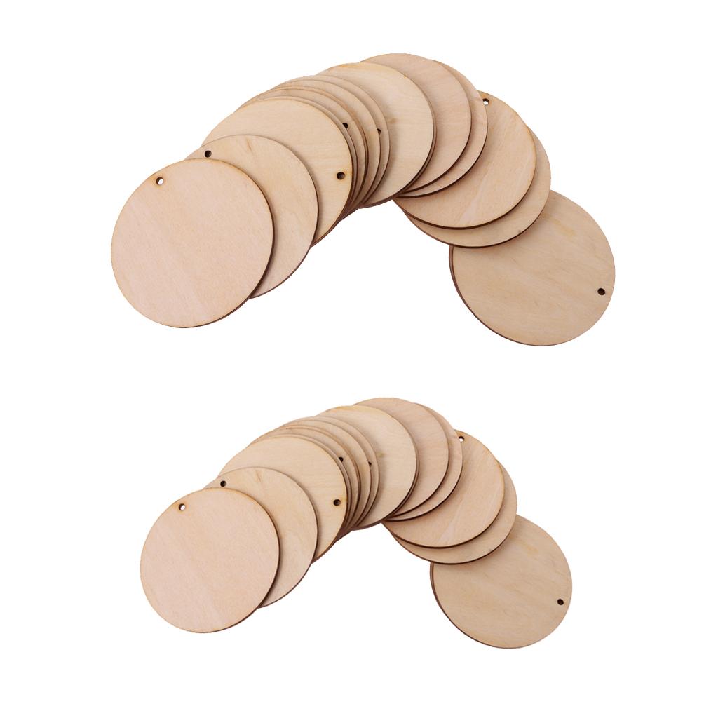 75 Pieces Round Unfinished Wood Pieces with Hole for Art DIY Craft 50mm 80mm