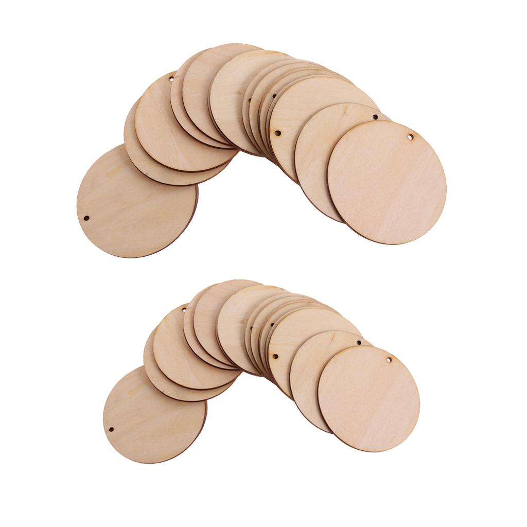 75 Pieces Round Unfinished Wood Pieces with Hole for Art DIY Craft 50mm 80mm