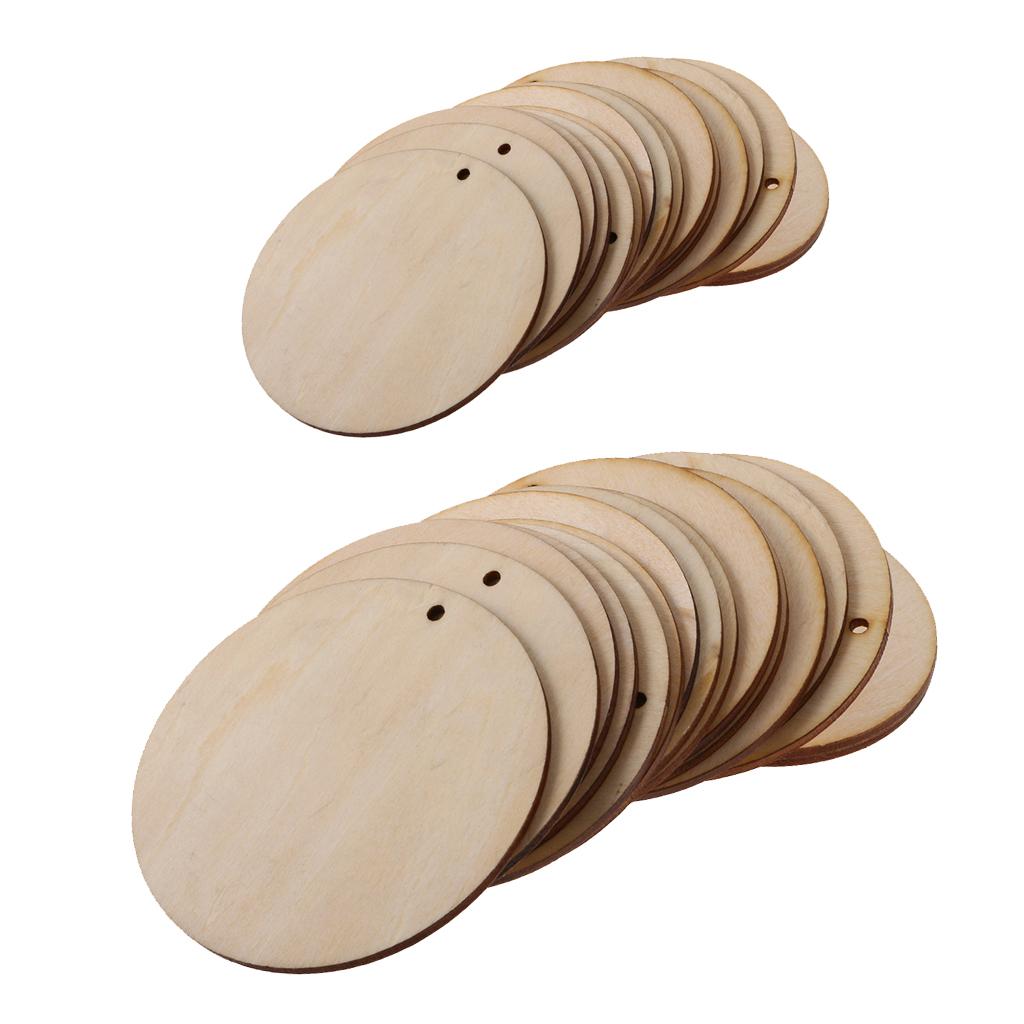 75 Pieces Round Unfinished Wood Pieces with Hole for Art DIY Craft 50mm 80mm
