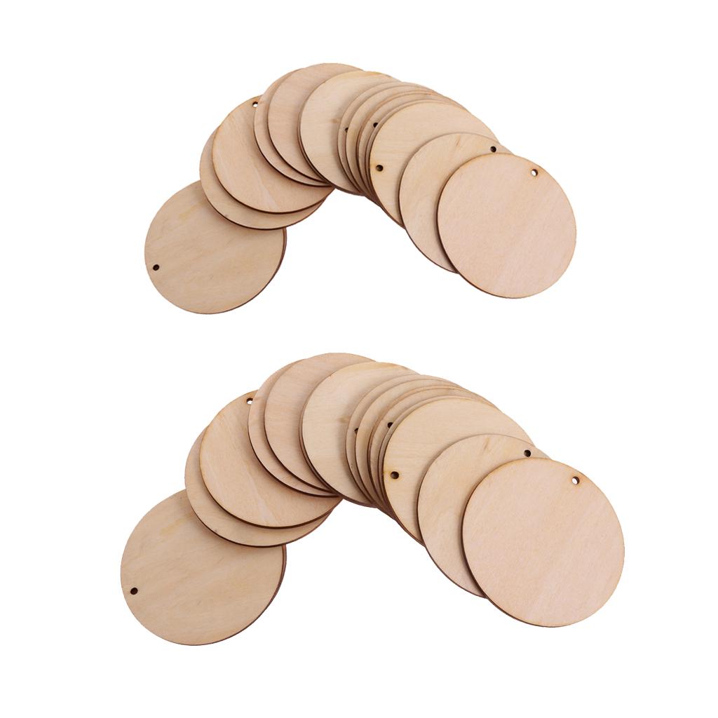 75 Pieces Round Unfinished Wood Pieces with Hole for Art DIY Craft 50mm 80mm
