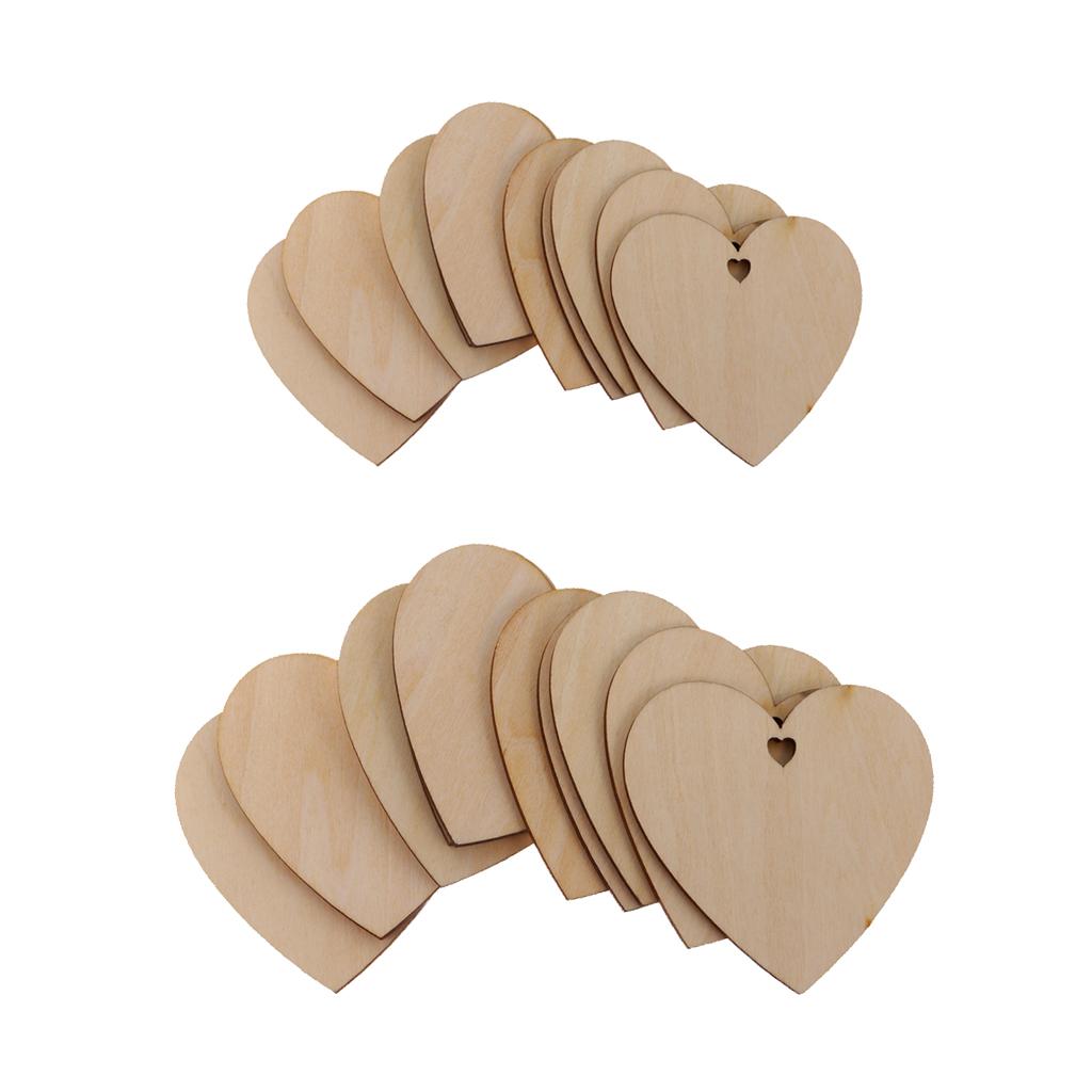 75 Pieces Heart Unfinished Wood Pieces with Hole for Art DIY Craft 60mm 80mm
