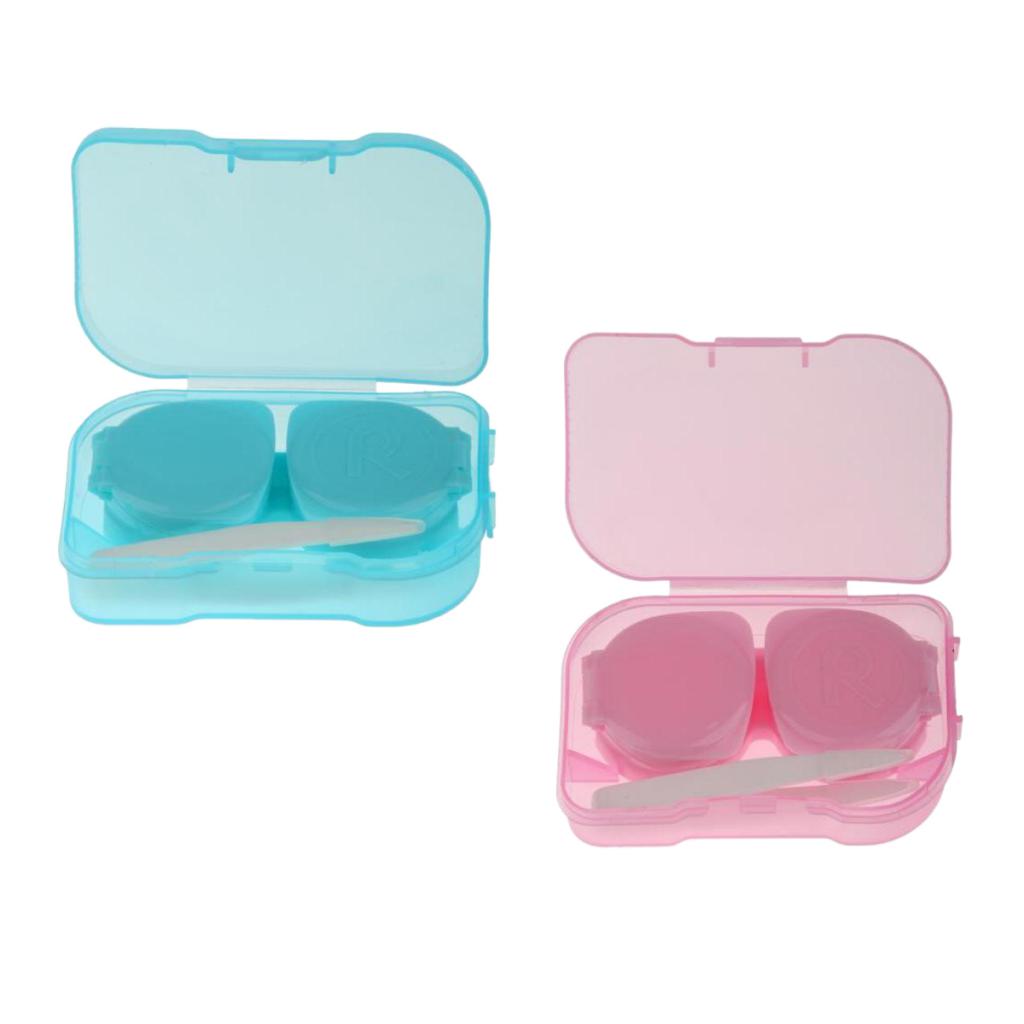 2 Pieces Contact Lens Travel Kit Soaking Case Storage Box Container Holder