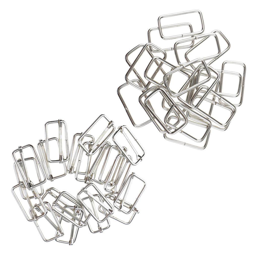 40Pcs Metal Square Buckle Connector for DIY Bag Craft Silver
