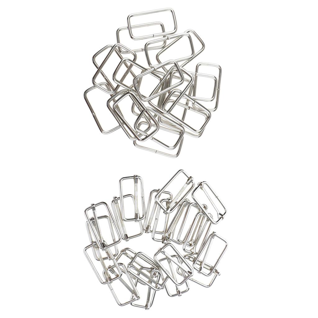 40Pcs Metal Square Buckle Connector for DIY Bag Craft Silver