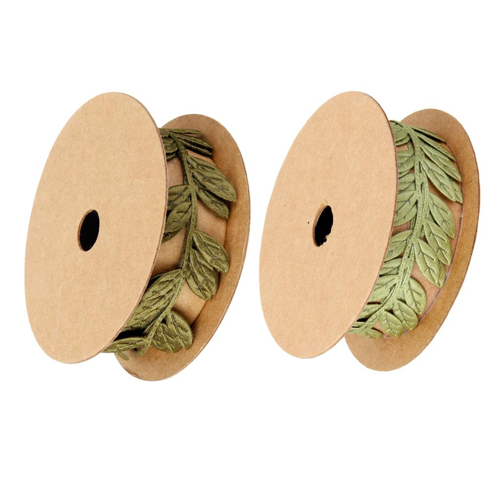 2 Rolls Vintage Satin Leaf Leaves Vine Garlands Ribbon Trim Sewing Craft