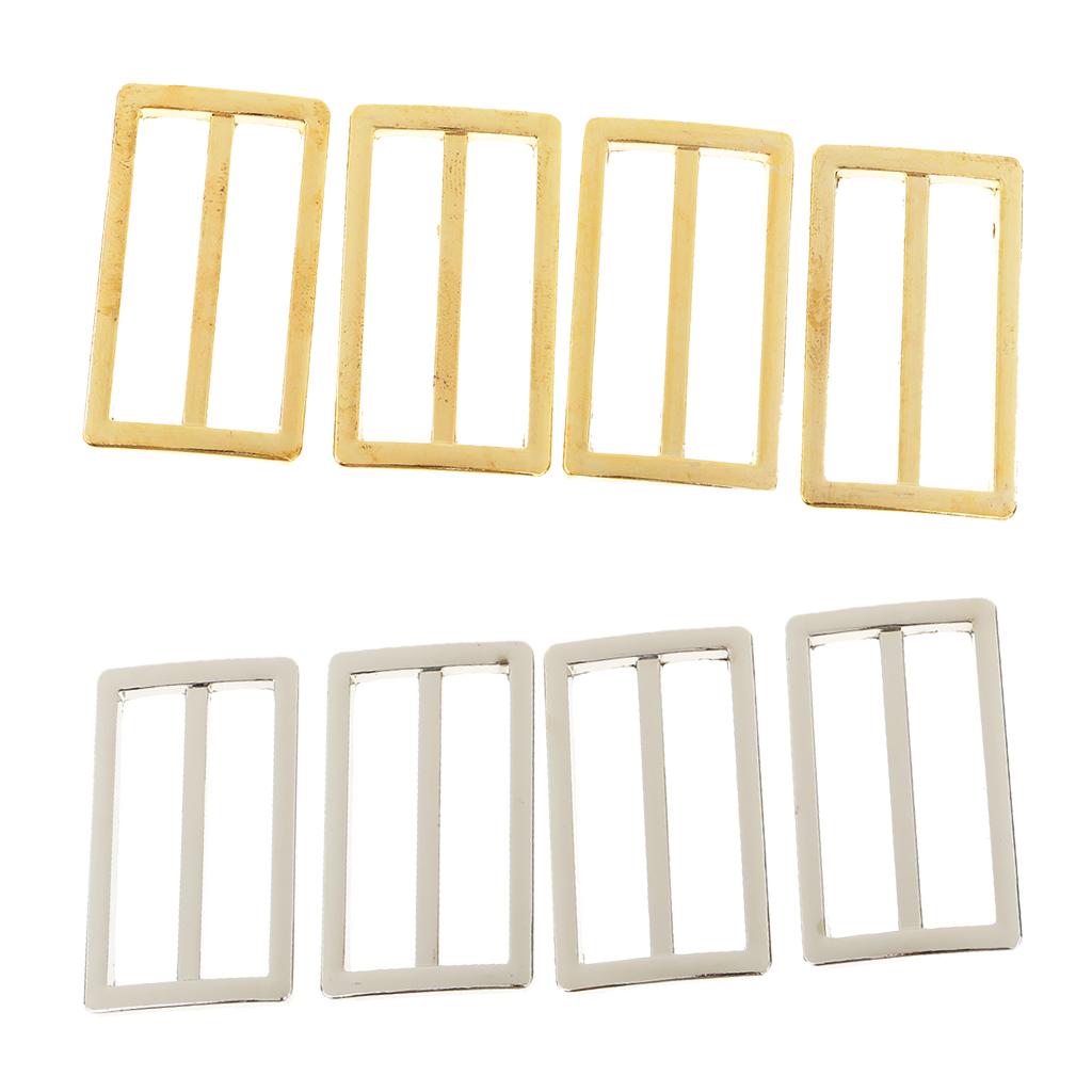8Pcs Tri-Glide Adjustable Buckles Strap Slide 3 Bar Adjusters Gold Silver