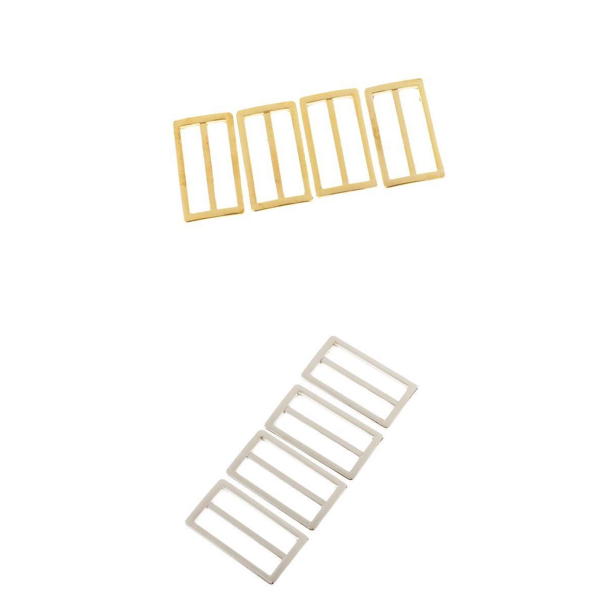 8Pcs Tri-Glide Adjustable Buckles Strap Slide 3 Bar Adjusters Gold Silver