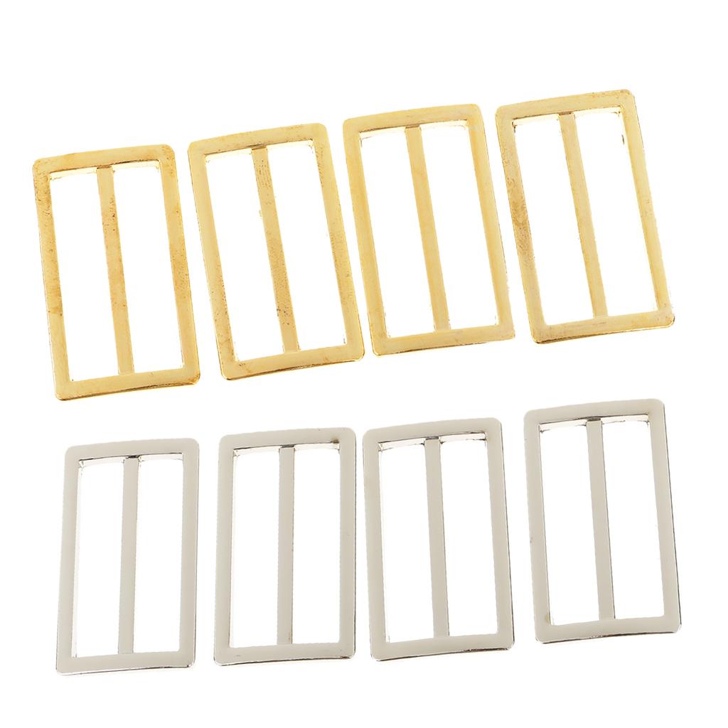8Pcs Tri-Glide Adjustable Buckles Strap Slide 3 Bar Adjusters Gold Silver
