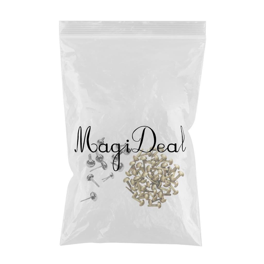 200Pcs Punk Mushroom Rivet Metal Studs Round Screw Craft DIY Bronze Silver