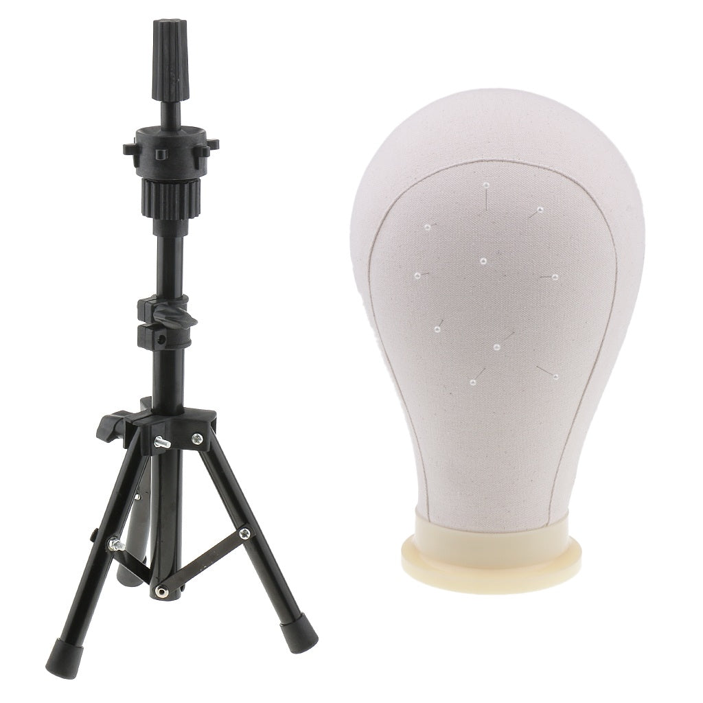 23'' Canvas Mannequin Head for Wigs Hat Making Display Holder Tripod Stand