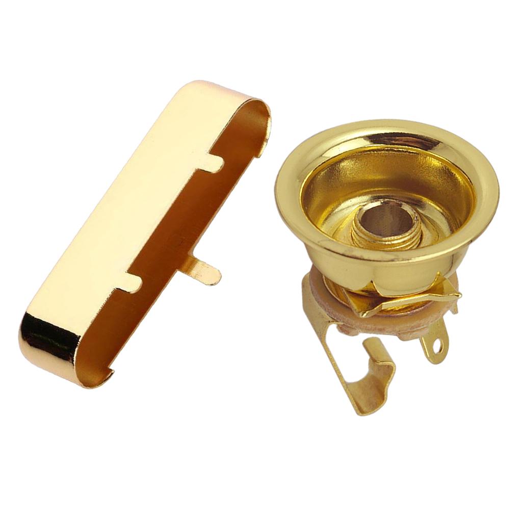 6.35mm 1/4 Jack Plug Socket Output Plate w/ Pickup Cover for TL Guitar Gold"
