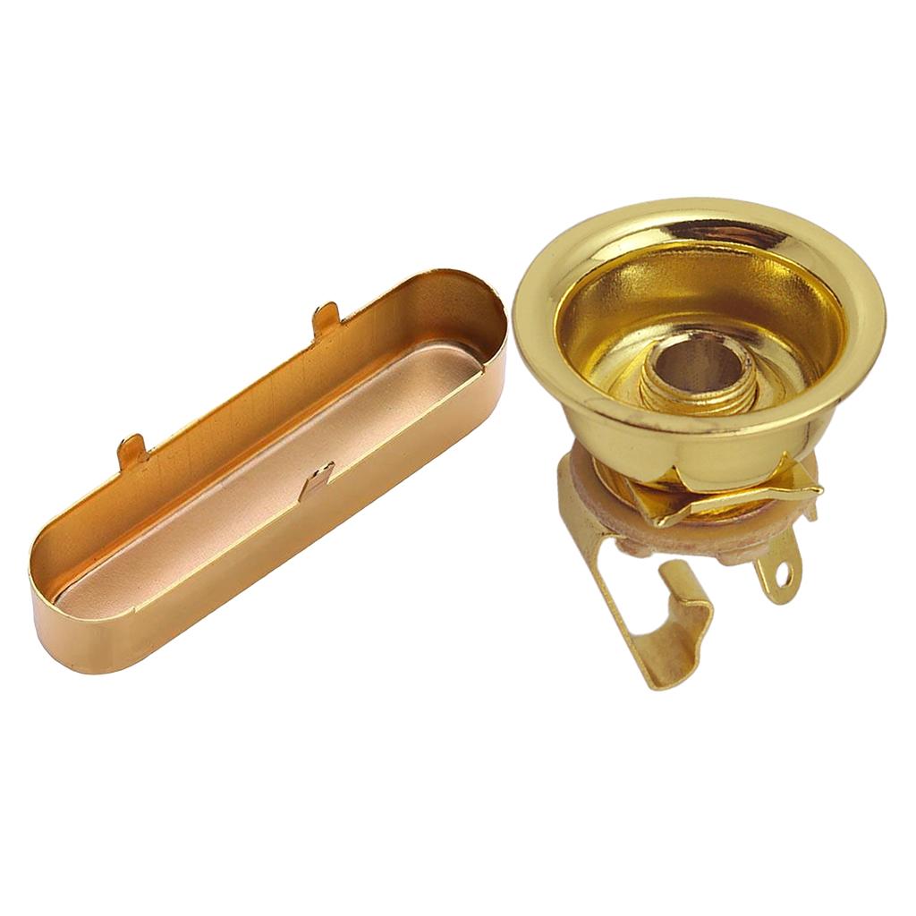 6.35mm 1/4 Jack Plug Socket Output Plate w/ Pickup Cover for TL Guitar Gold"