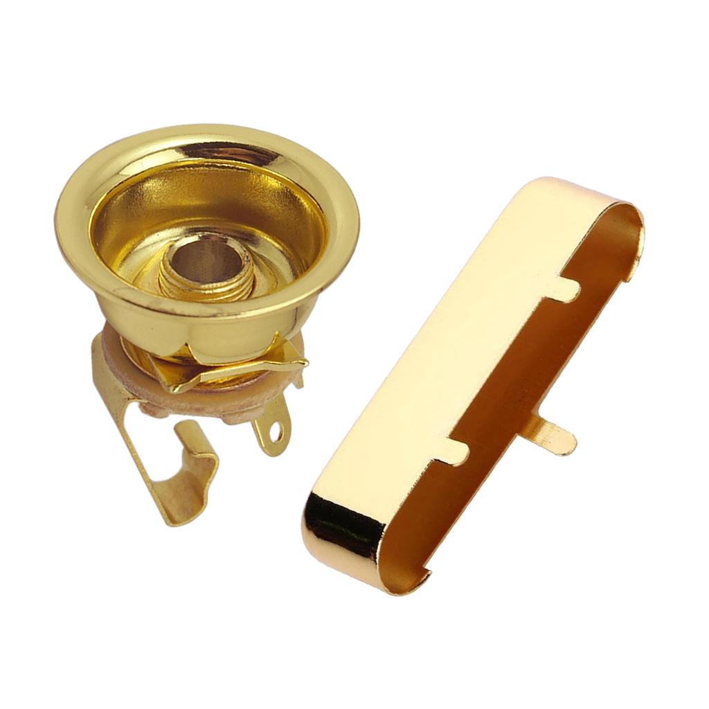 6.35mm 1/4 Jack Plug Socket Output Plate w/ Pickup Cover for TL Guitar Gold"
