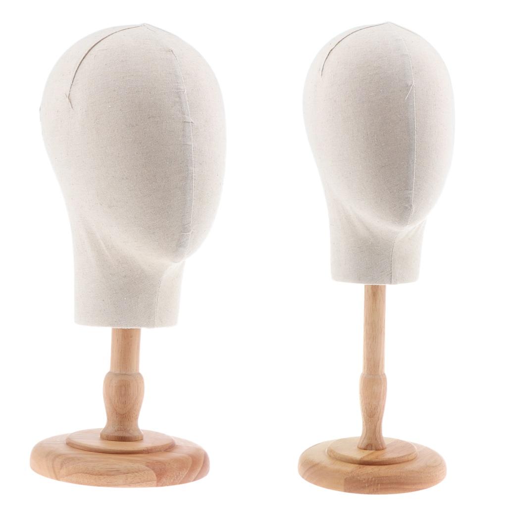 2x Canvas Fiberglass Mannequin Head Wig Hat Glasses Display Model with Stand