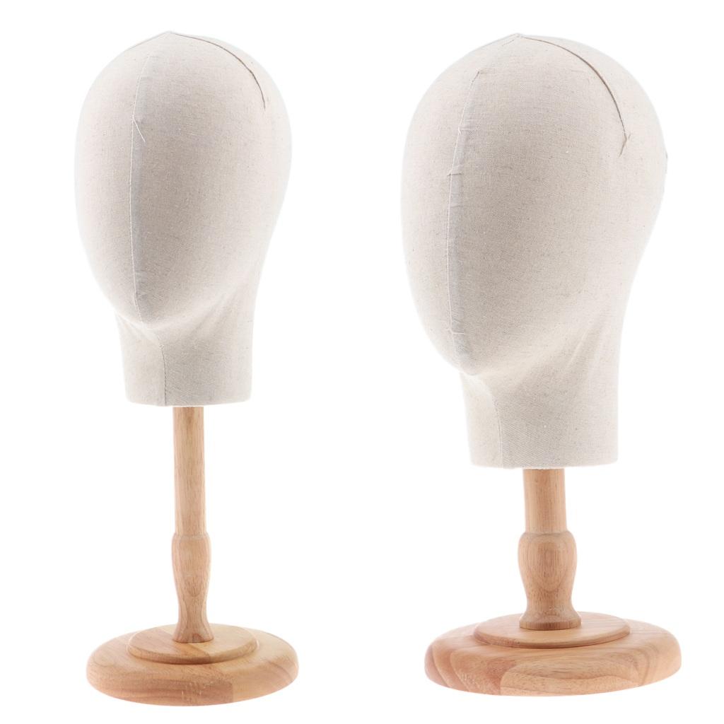 2x Canvas Fiberglass Mannequin Head Wig Hat Glasses Display Model with Stand