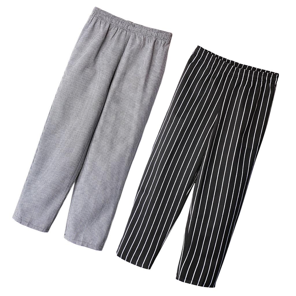 2 Pieces Chef Working Pants Restaurant Elastic Comfy Cook Work Trousers XL