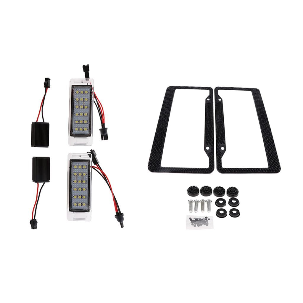 2x LED License Number Plate Light for Chevrolet+2x License Plate Frame Black