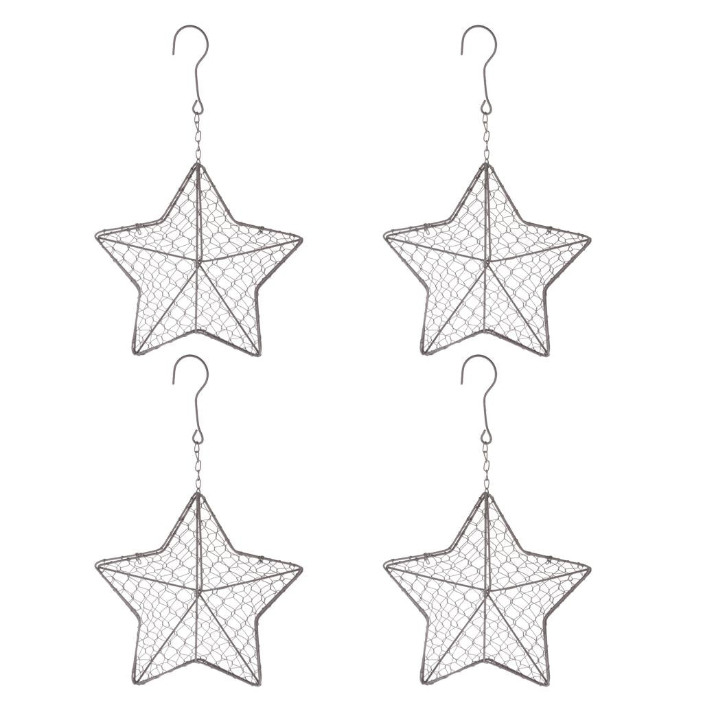 4Pcs 27cm Iron Star Shape Succulent Pot Metal Hanging Planter Plant Holder