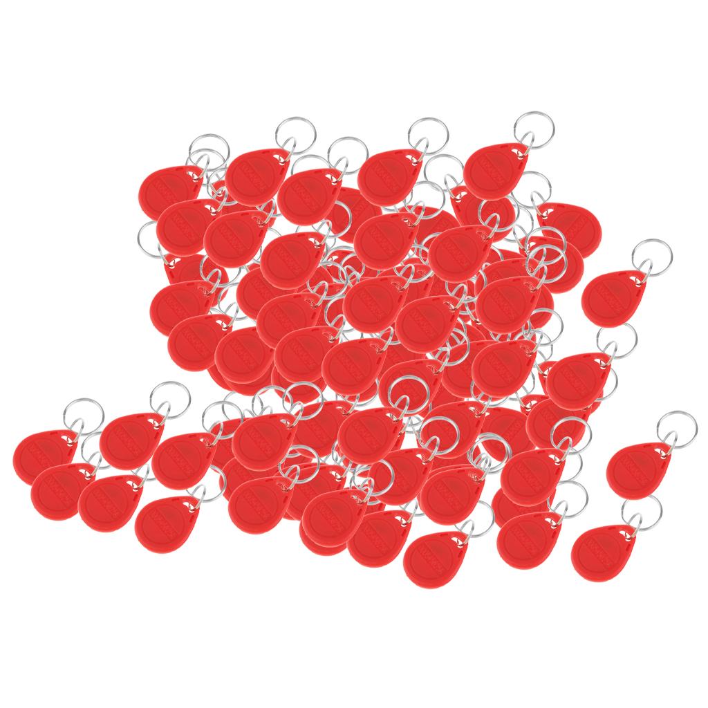 100Pcs 125KHZ RFID Proximity ID Card Token Tags Key Fobs Access System Red