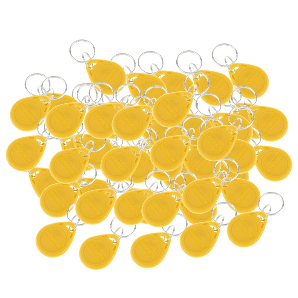 50Pcs 125KHZ RFID Proximity ID Card Token Tags Key Fobs Access System Yellow