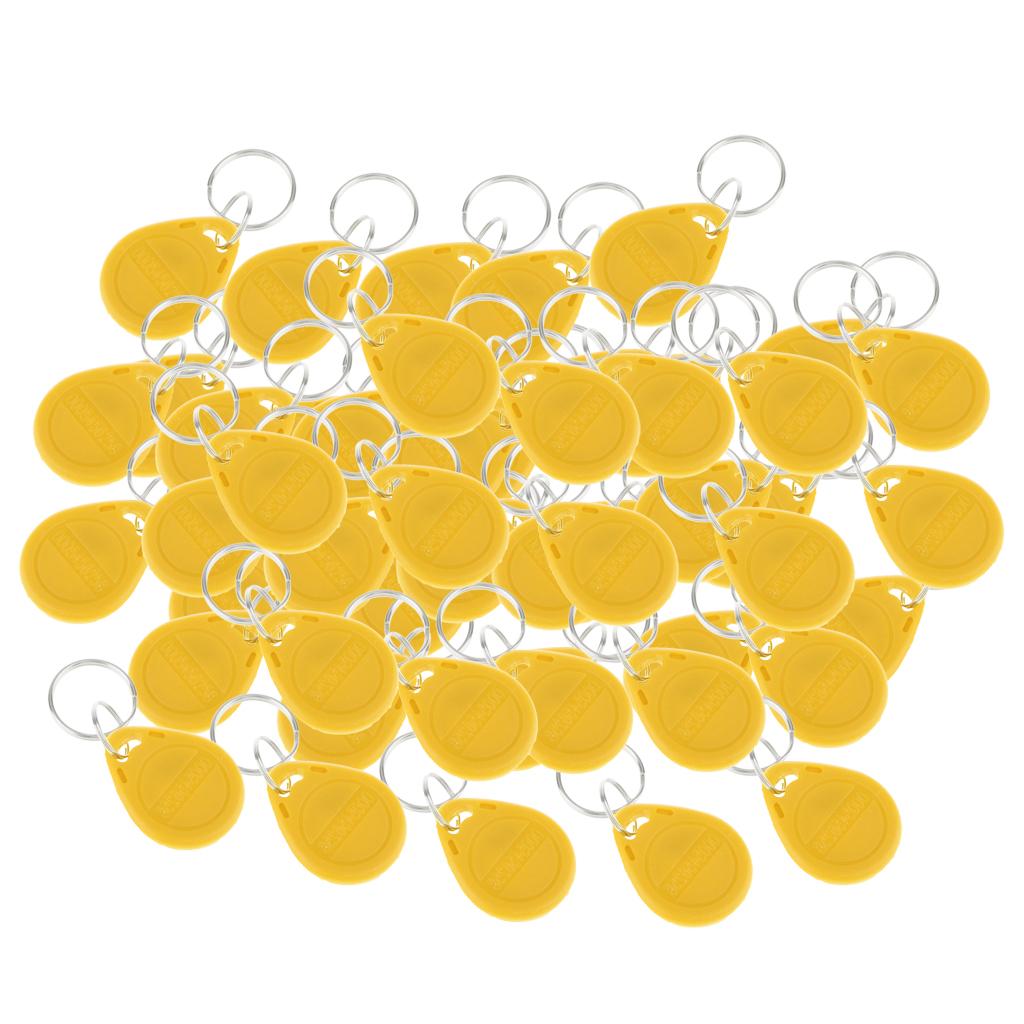 50Pcs 125KHZ RFID Proximity ID Card Token Tags Key Fobs Access System Yellow