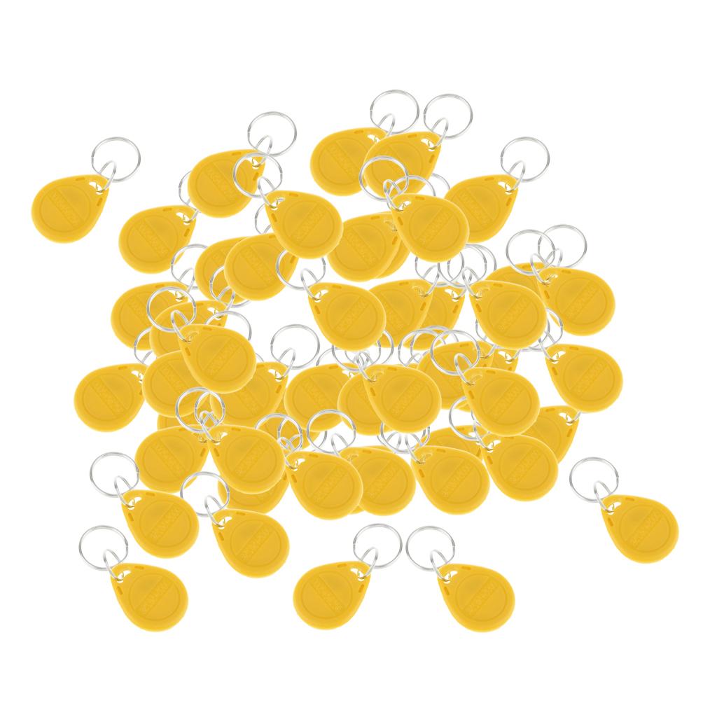 50Pcs 125KHZ RFID Proximity ID Card Token Tags Key Fobs Access System Yellow