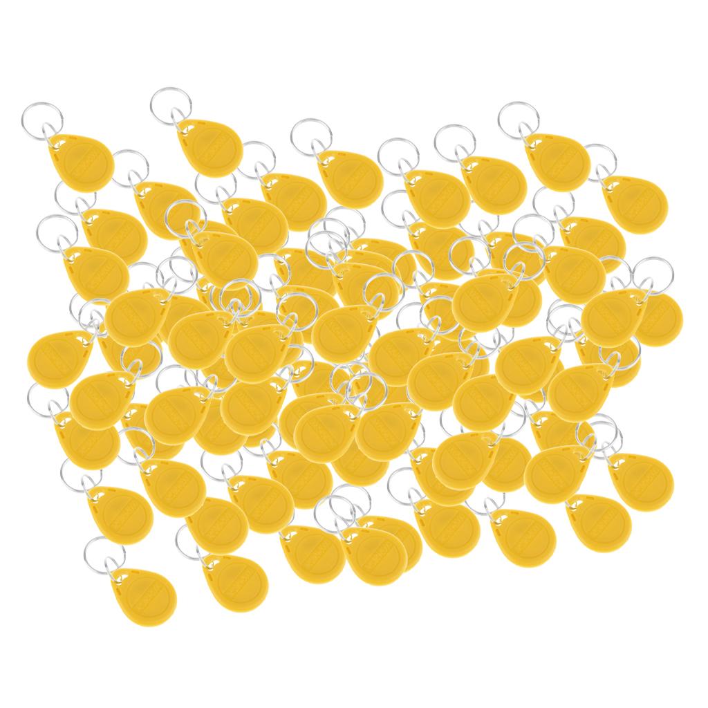 100Pcs 125KHZ RFID Proximity ID Card Token Tags Key Fob Access System Yellow