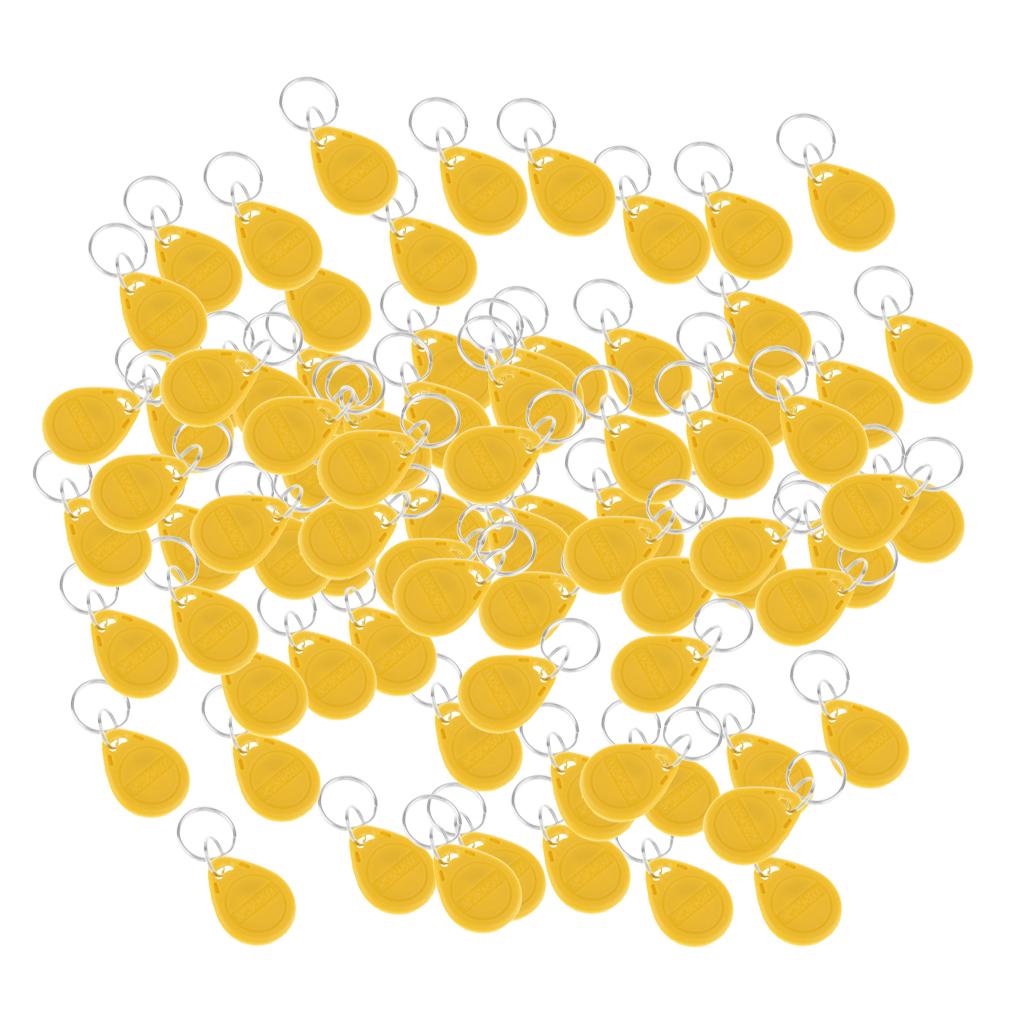 100Pcs 125KHZ RFID Proximity ID Card Token Tags Key Fob Access System Yellow