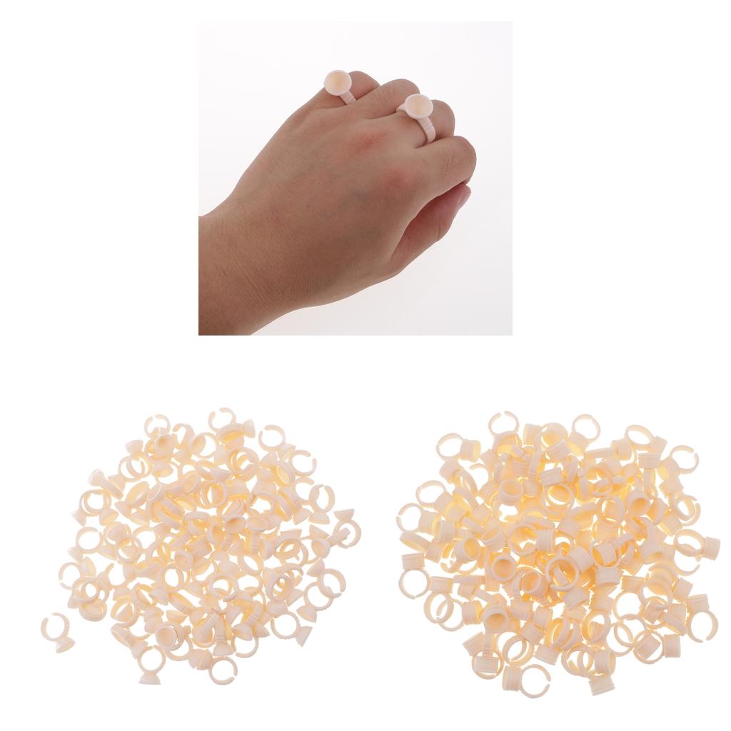 200pcs Silicone Pigment Rings Tattoo Ink Cups Makeup Ring Glue Holder S/M