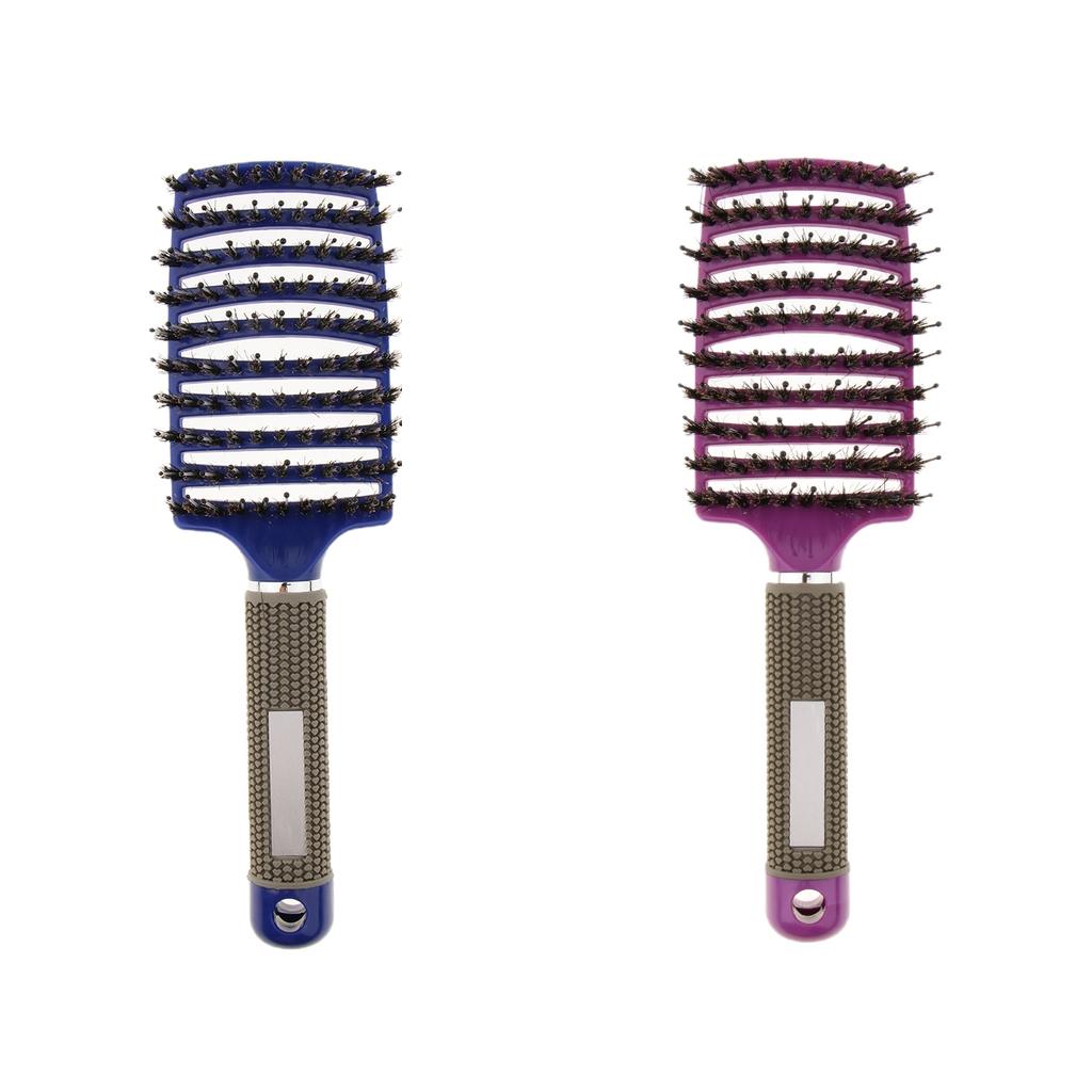 2PCS Salon Bristle Hair Brush Hair Styling Scalp Massage Vent Paddle Comb