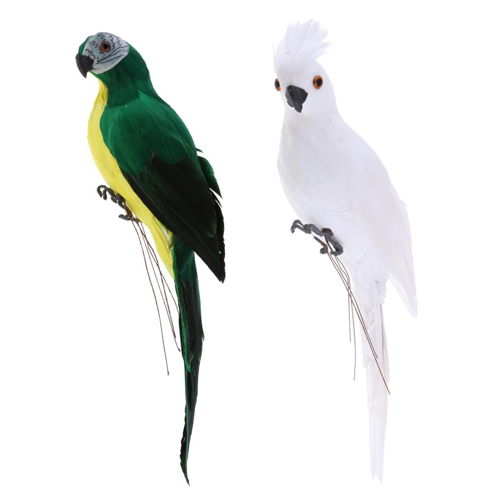 2x Realistic Macaw Parrot Artificial Feather Bird Animal Ornament Toy