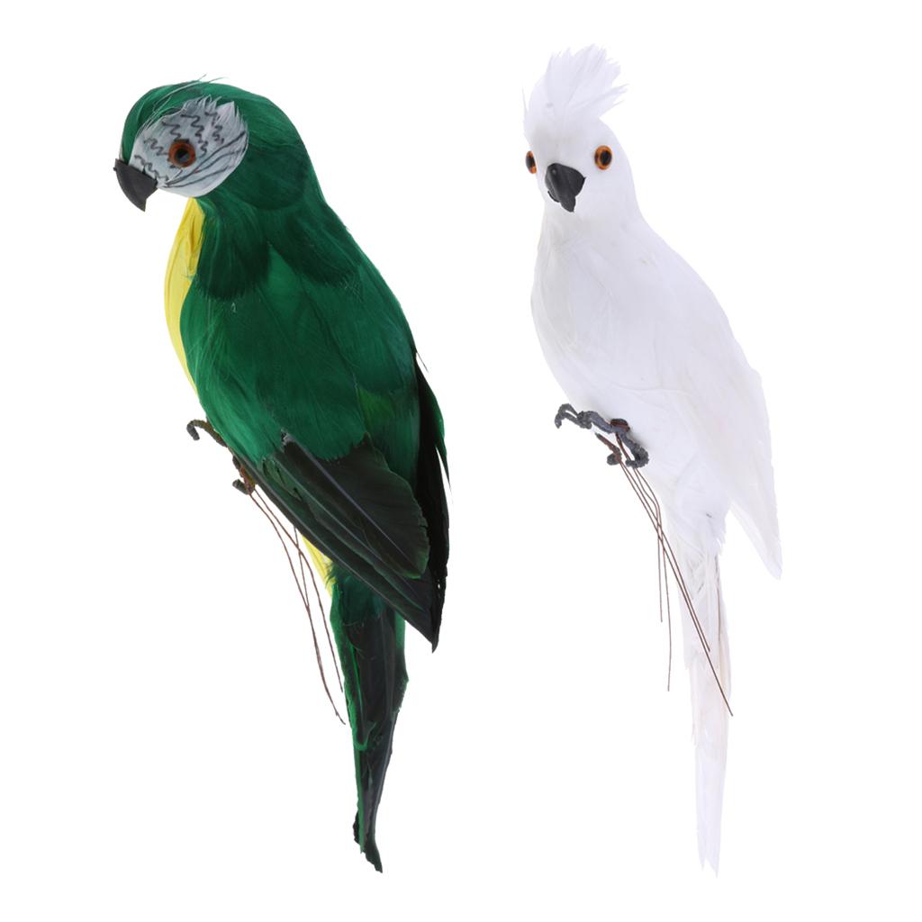 2x Realistic Macaw Parrot Artificial Feather Bird Animal Ornament Toy
