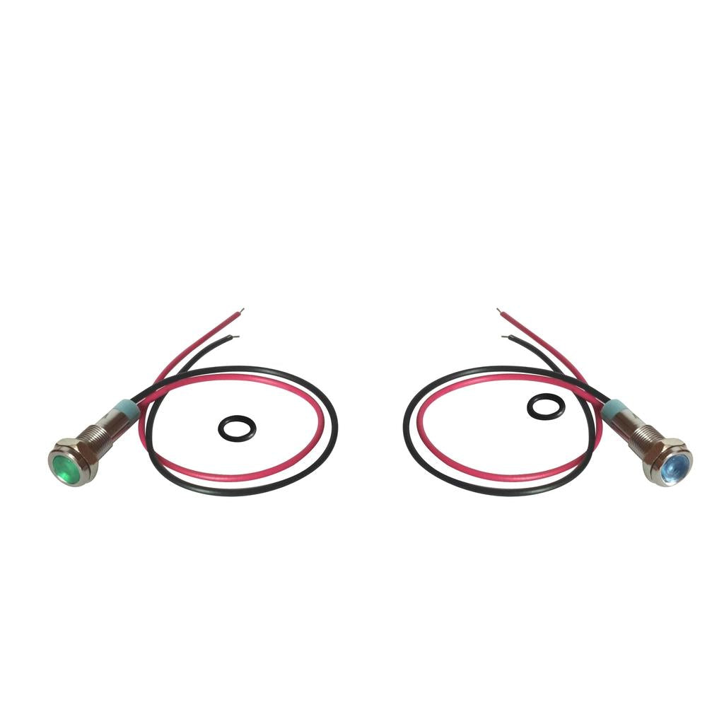2x Blue&Green 6mm 12V Signal Power Supply LED Indicator Light Lamp Pre-Wired