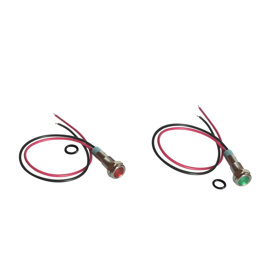2x Green&Red 220V 6mm Signal Power Supply LED Indicator Light Lamp With Wire