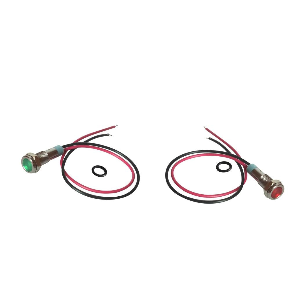 2x Green&Red 220V 6mm Signal Power Supply LED Indicator Light Lamp With Wire