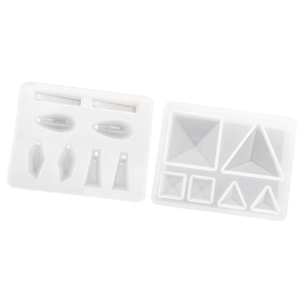 2 Pieces Geometric Silicone Pendant Mold DIY Jewelry Resin Craft Mould Tools