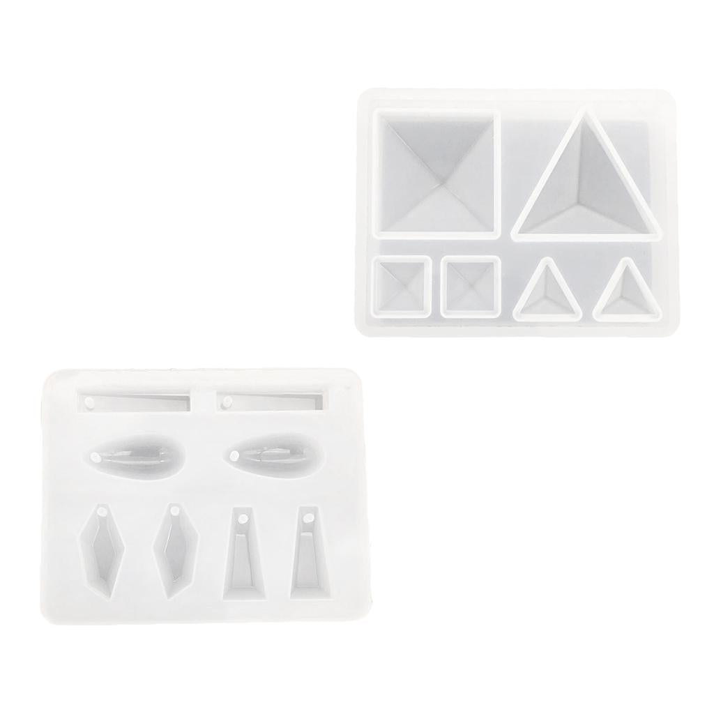 2 Pieces Geometric Silicone Pendant Mold DIY Jewelry Resin Craft Mould Tools