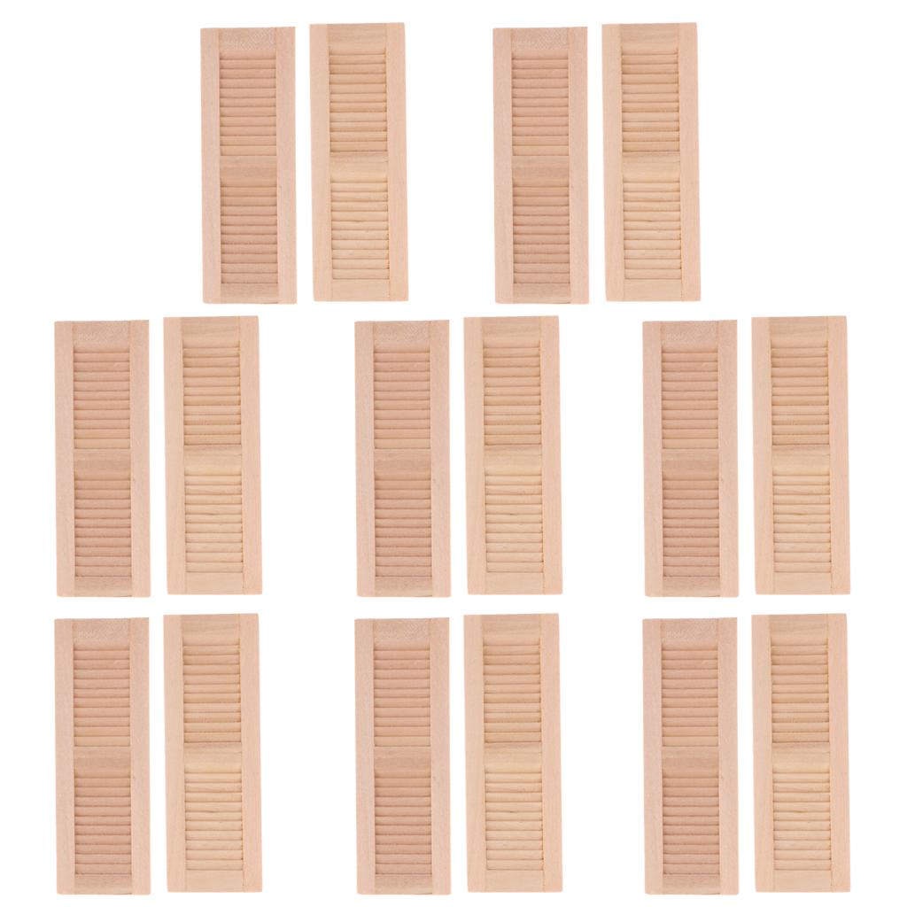 16 Pieces 1/12 Dollhouse Furniture Wooden Shutters DIY Window Accessory