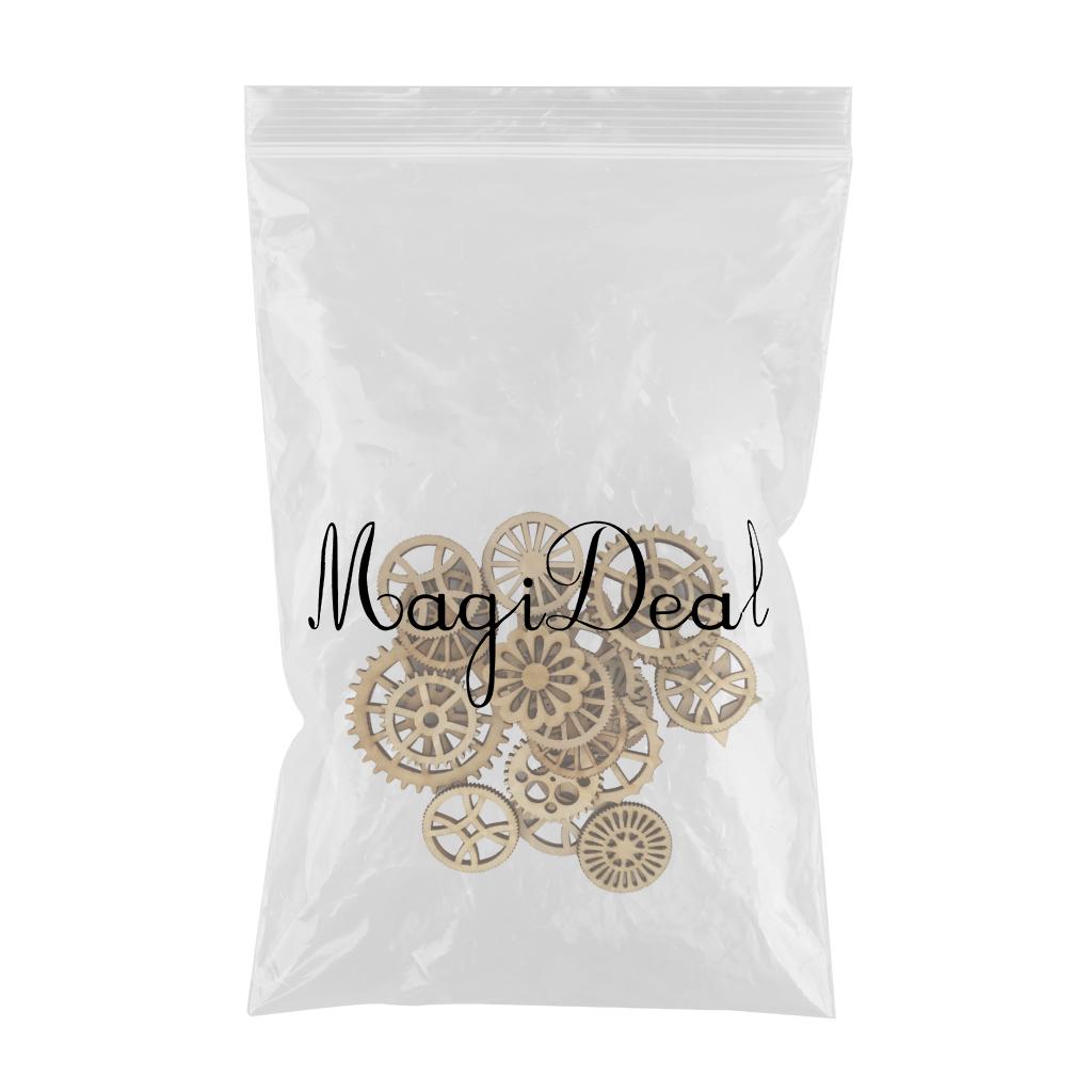 100pcs Mixed Hollow Gear Unfinished Wood Pieces Wood Hanging Embellishments