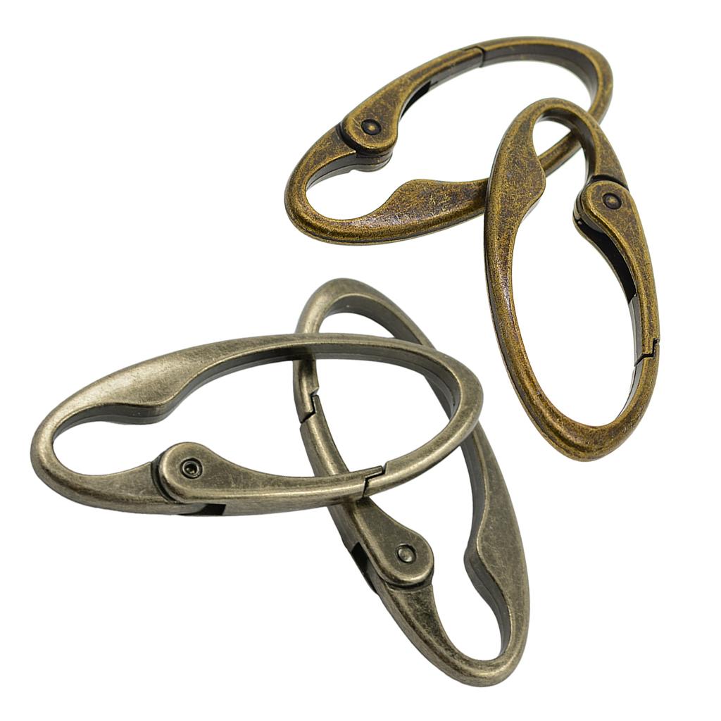4 Pieces Antique Colors Oval Carabiner Spring Snap Hooks Clip Key Chains DIY