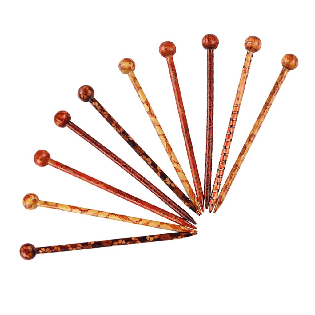 10 Pieces Retro Wooden Hairpin Woman Hair Stick Headdress Jewelry Craft 13cm