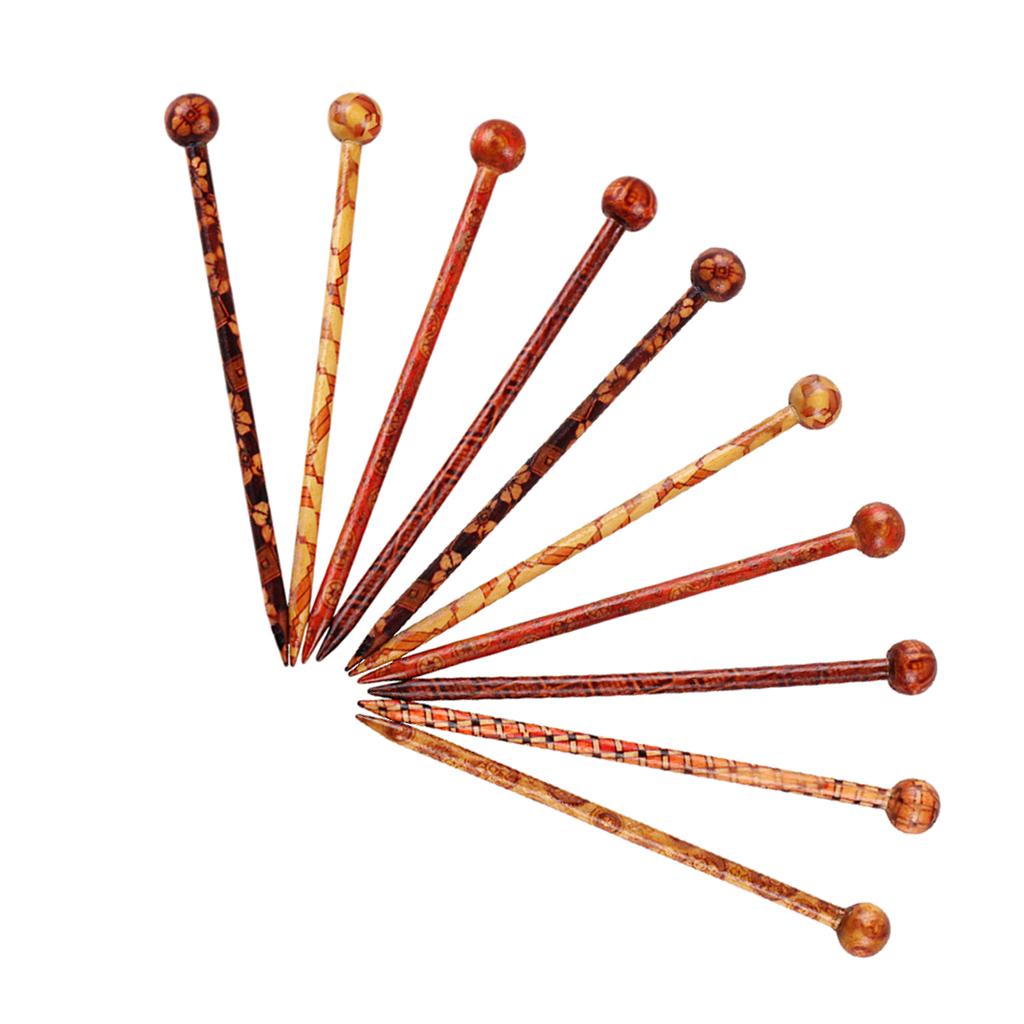 10 Pieces Retro Wooden Hairpin Woman Hair Stick Headdress Jewelry Craft 13cm